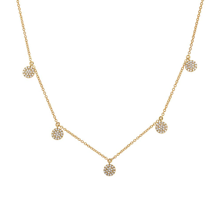 0.22ct 14k Yellow Gold Diamond Pave Circle Necklace 0.22ct 14k Yellow Gold Diamond Pave Circle Necklace