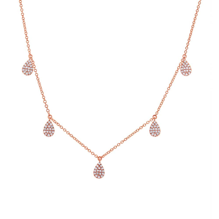 0.27ct 14k Rose Gold Diamond Pave Necklace 0.27ct 14k Rose Gold Diamond Pave Necklace