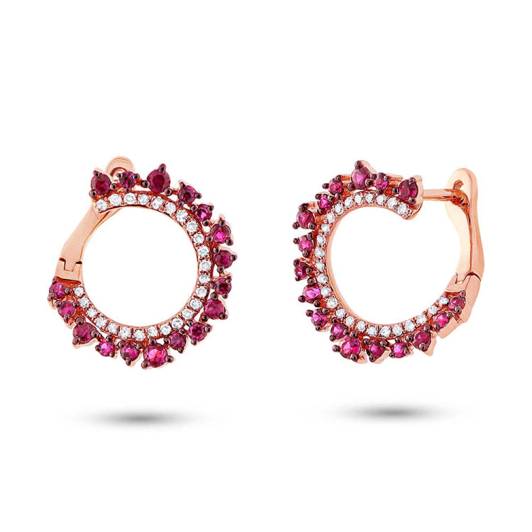 0.20ct Diamond & 0.67ct Ruby 14k Rose Gold Earring 0.20ct Diamond & 0.67ct Ruby 14k Rose Gold Earring