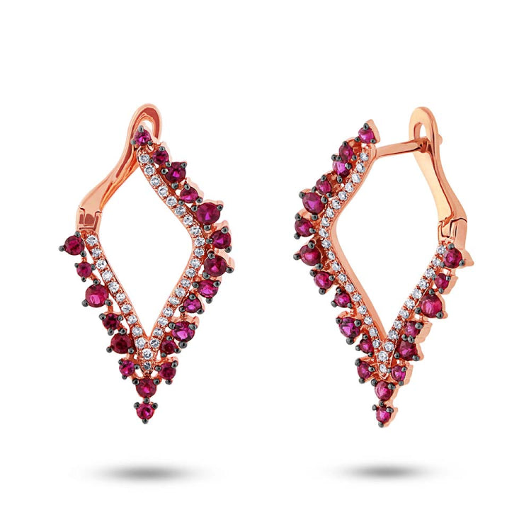 0.25ct Diamond & 0.94ct Ruby 14k Rose Gold Earring 0.25ct Diamond & 0.94ct Ruby 14k Rose Gold Earring