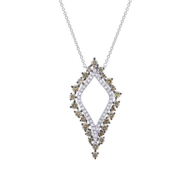 0.94ct 14k White Gold White & Champagne Diamond Necklace 0.94ct 14k White Gold White & Champagne Diamond Necklace
