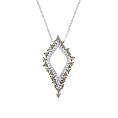 0.94ct 14k White Gold White & Champagne Diamond Necklace 0.94ct 14k White Gold White & Champagne Diamond Necklace