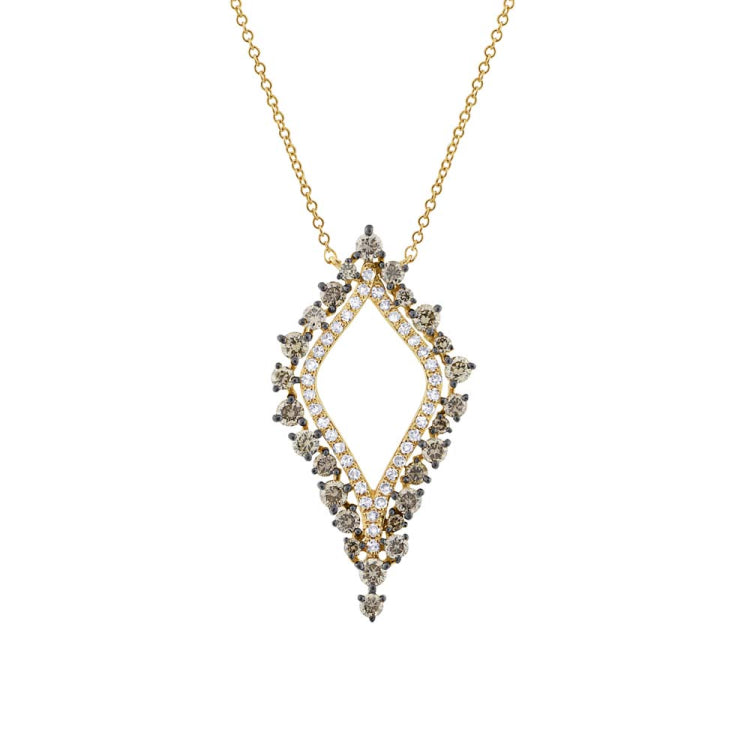 0.94ct 14k Yellow Gold White & Champagne Diamond Necklace 0.94ct 14k Yellow Gold White & Champagne Diamond Necklace