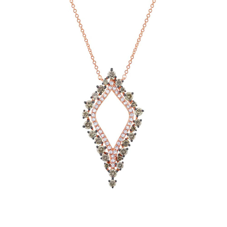 0.94ct 14k Rose Gold White & Champagne Diamond Necklace 0.94ct 14k Rose Gold White & Champagne Diamond Necklace