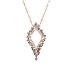 0.94ct 14k Rose Gold White & Champagne Diamond Necklace 0.94ct 14k Rose Gold White & Champagne Diamond Necklace