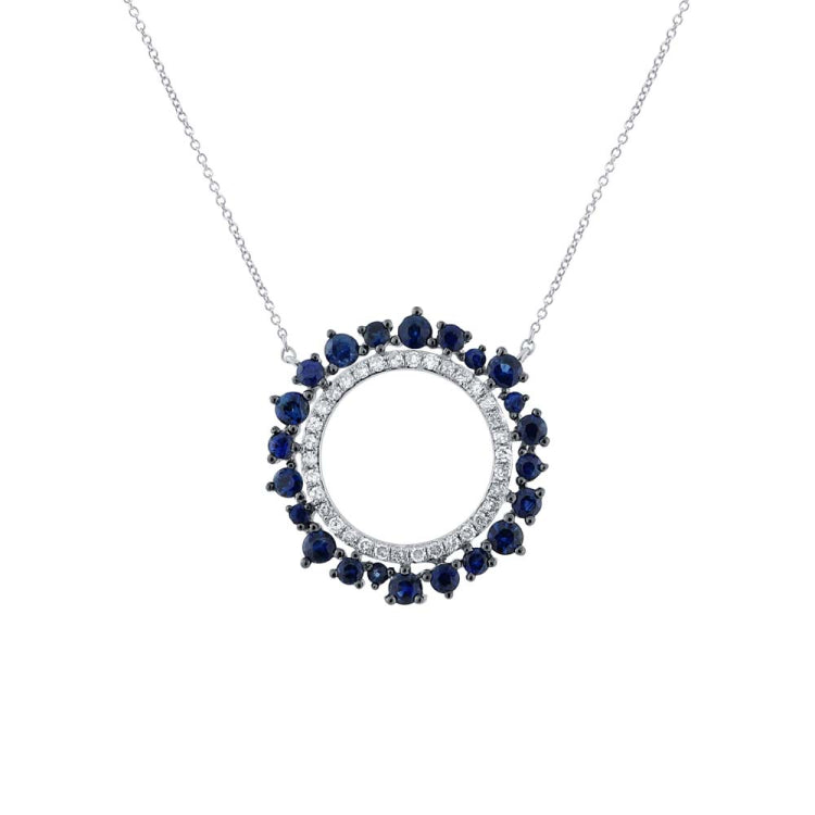 0.17ct Diamond & 0.79ct Blue Sapphire 14k White Gold Necklace 0.17ct Diamond & 0.79ct Blue Sapphire 14k White Gold Necklace