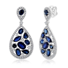 1.09ct Diamond & 5.34ct Blue Sapphire 14k White Gold Earring 1.09ct Diamond & 5.34ct Blue Sapphire 14k White Gold Earring
