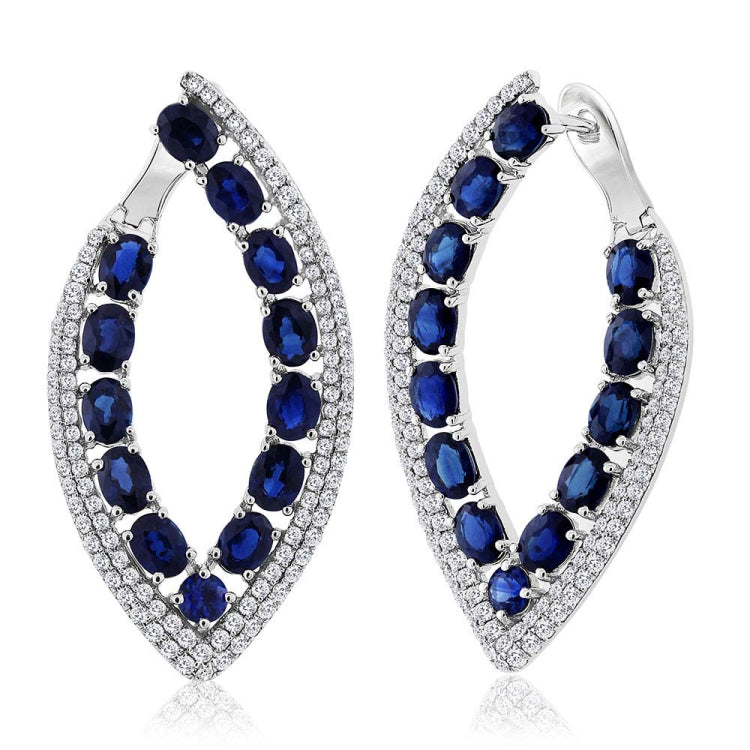 1.13ct Diamond & 6.33ct Blue Sapphire 14k White Gold Earring 1.13ct Diamond & 6.33ct Blue Sapphire 14k White Gold Earring