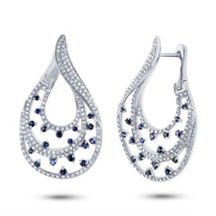 1.49ct Diamond & 0.83ct Blue Sapphire 14k White Gold Earring 1.49ct Diamond & 0.83ct Blue Sapphire 14k White Gold Earring