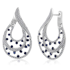 1.49ct Diamond & 0.83ct Blue Sapphire 14k White Gold Earring 1.49ct Diamond & 0.83ct Blue Sapphire 14k White Gold Earring
