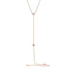 0.09ct 14k Rose Gold Diamond Heart Lariat Necklace 0.09ct 14k Rose Gold Diamond Heart Lariat Necklace