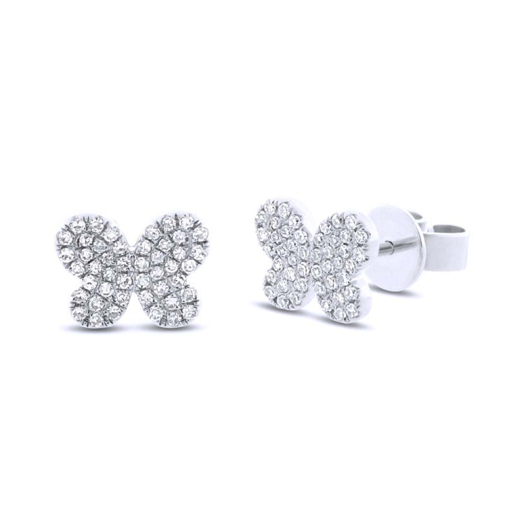 0.22ct 14k White Gold Diamond Pave Butterfly Stud Earring 0.22ct 14k White Gold Diamond Pave Butterfly Stud Earring