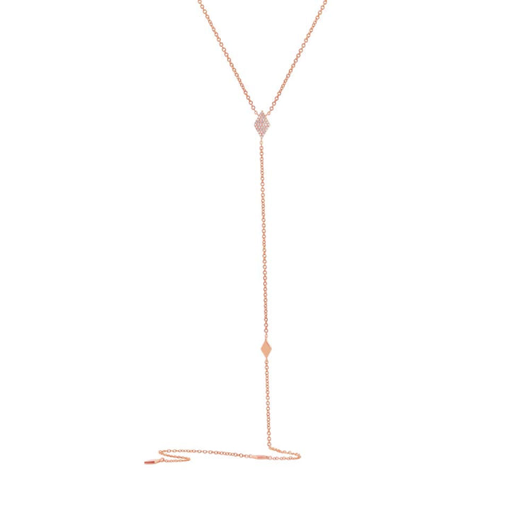 0.09ct 14k Rose Gold Diamond Lariat Necklace 0.09ct 14k Rose Gold Diamond Lariat Necklace