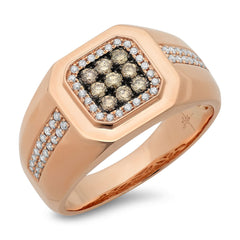 0.57ct 14k Rose Gold White & Champagne Diamond Men's Ring Size 12 0.57ct 14k Rose Gold White & Champagne Diamond Men's Ring Size 12