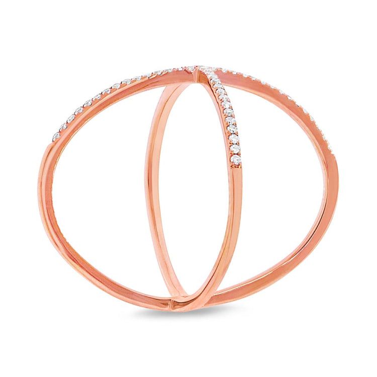 0.18ct 14k Rose Gold Diamond Lady's "X" Ring Size 5 0.18ct 14k Rose Gold Diamond Lady's "X" Ring Size 5