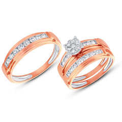 0.96ct 14k Rose Gold Diamond Trio Set Cluster 0.96ct 14k Rose Gold Diamond Trio Set Cluster