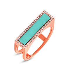 0.15ct Diamond & 0.97ct Composite Turquoise 14k Rose Gold Lady's Ring Size 6 0.15ct Diamond & 0.97ct Composite Turquoise 14k Rose Gold Lady's Ring Size 6