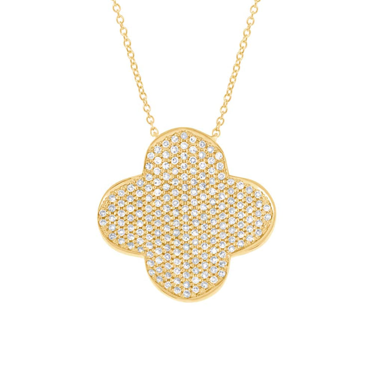 0.63ct 14k Yellow Gold Diamond Pave Clover Necklace 0.63ct 14k Yellow Gold Diamond Pave Clover Necklace