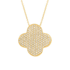 0.63ct 14k Yellow Gold Diamond Pave Clover Necklace 0.63ct 14k Yellow Gold Diamond Pave Clover Necklace