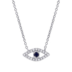0.09ct Diamond & 0.08ct Blue Sapphire 14k White Gold Eye Necklace 0.09ct Diamond & 0.08ct Blue Sapphire 14k White Gold Eye Necklace