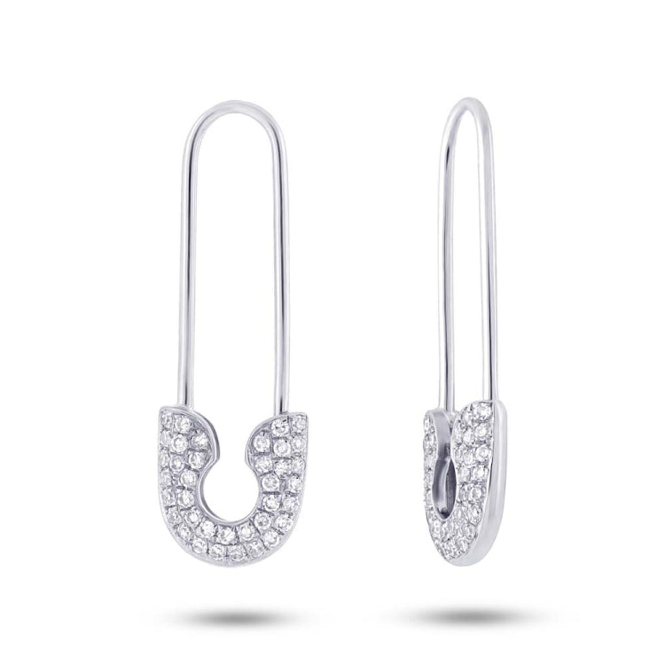 0.21CT 14k White Gold Diamond Safety Pin Earring 0.21CT 14k White Gold Diamond Safety Pin Earring