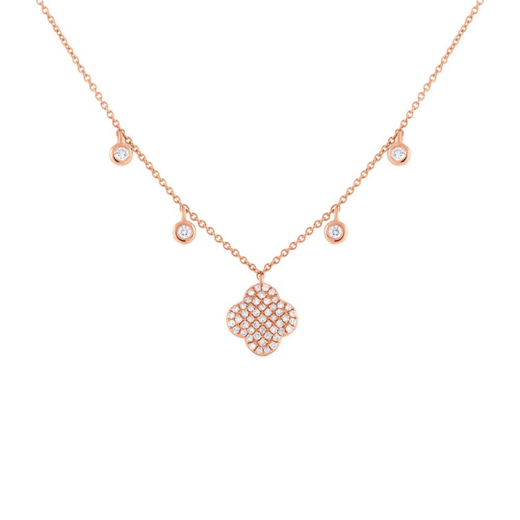 0.24ct 14k Rose Gold Diamond Clover Necklace 0.24ct 14k Rose Gold Diamond Clover Necklace