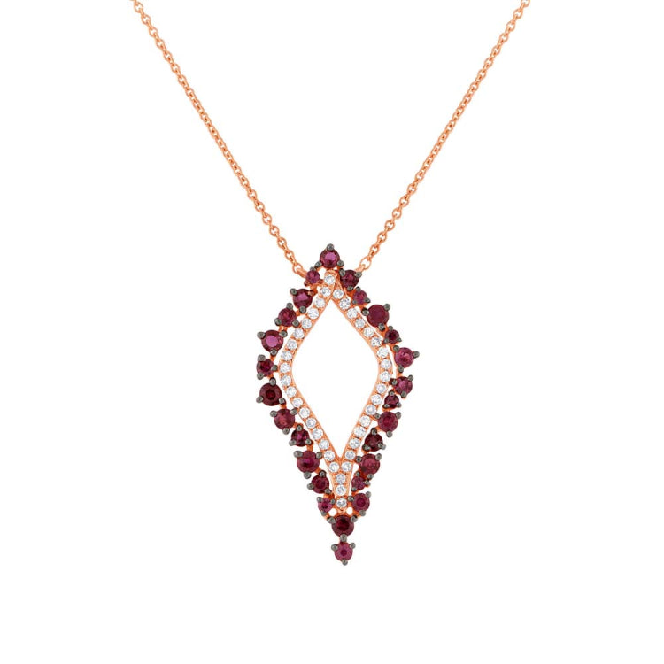 0.19ct Diamond & 0.81ct Ruby 14k Rose Gold Necklace 0.19ct Diamond & 0.81ct Ruby 14k Rose Gold Necklace