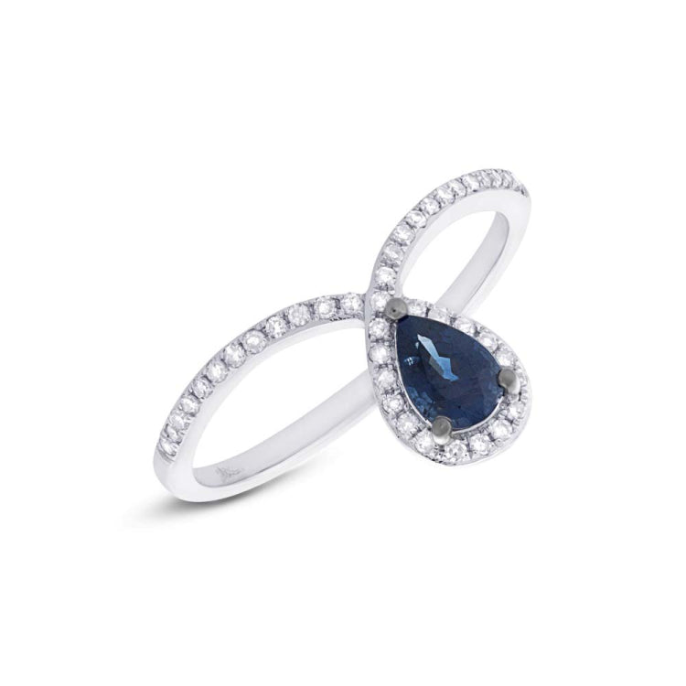 0.16ct Diamond & 0.46ct Blue Sapphire 14k White Gold Ring 0.16ct Diamond & 0.46ct Blue Sapphire 14k White Gold Ring