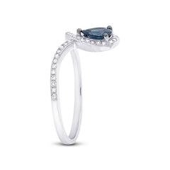 0.16ct Diamond & 0.46ct Blue Sapphire 14k White Gold Ring 0.16ct Diamond & 0.46ct Blue Sapphire 14k White Gold Ring