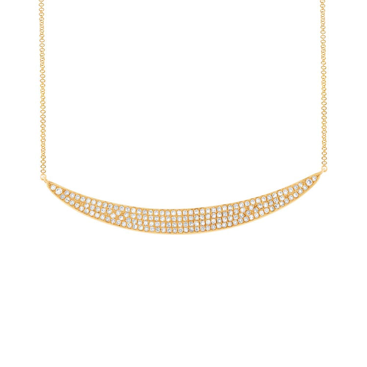 0.42ct 14k Yellow Gold Diamond Pave Crescent Necklace 0.42ct 14k Yellow Gold Diamond Pave Crescent Necklace