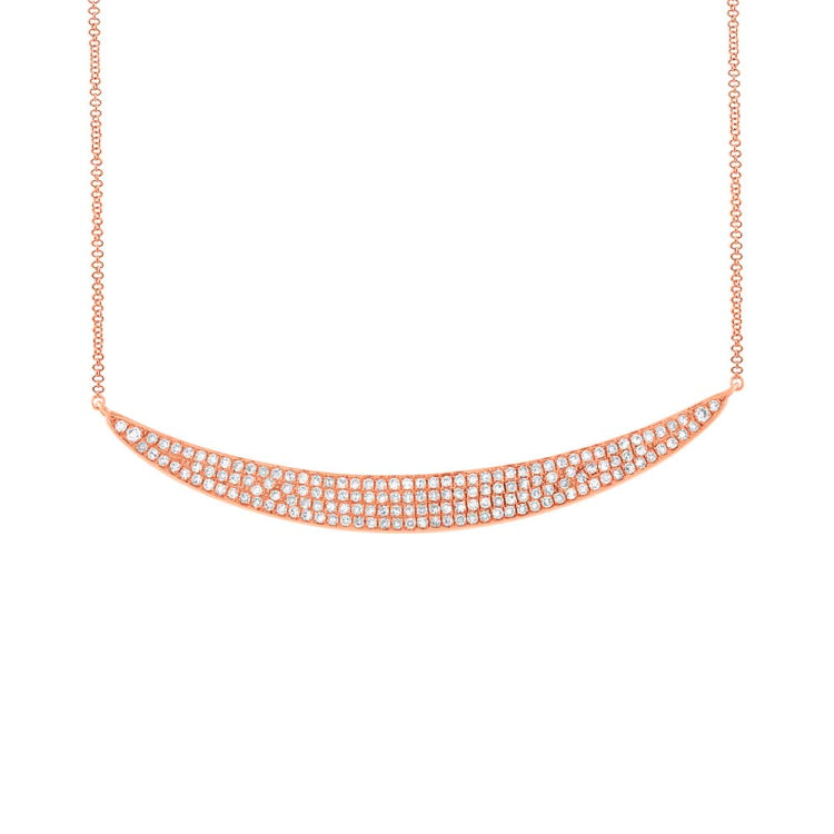 0.42ct 14k Rose Gold Diamond Pave Crescent Necklace 0.42ct 14k Rose Gold Diamond Pave Crescent Necklace