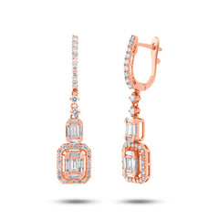 1.27ct 18k Rose Gold Diamond Baguette Earring 1.27ct 18k Rose Gold Diamond Baguette Earring