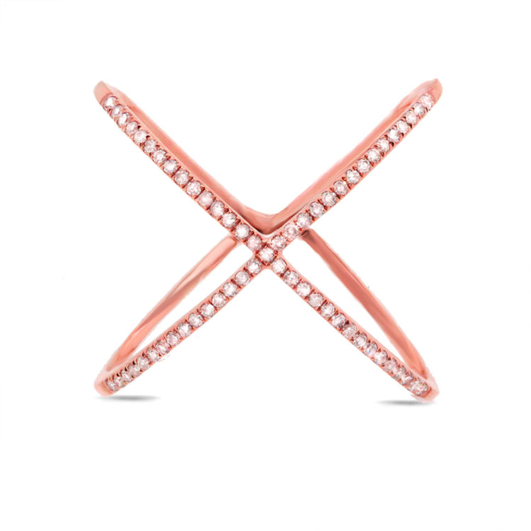 0.18ct 14k Rose Gold Diamond Lady's "X" Ring Size 5.75 0.18ct 14k Rose Gold Diamond Lady's "X" Ring Size 5.75