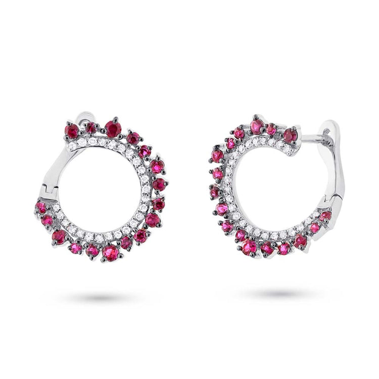0.20ct Diamond & 0.72ct Ruby 14k White Gold Earring 0.20ct Diamond & 0.72ct Ruby 14k White Gold Earring