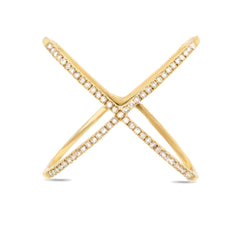 0.21ct 14k Yellow Gold Diamond Lady's "X" Ring Size 9 0.21ct 14k Yellow Gold Diamond Lady's "X" Ring Size 9