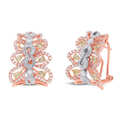 1.64ct 18k Three-tone Gold White & Fancy Color Diamond Earring 1.64ct 18k Three-tone Gold White & Fancy Color Diamond Earring