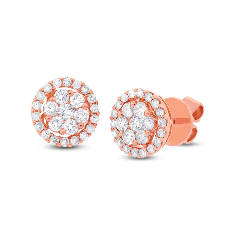 0.97ct 18k Rose Gold Diamond Cluster Stud Earring 0.97ct 18k Rose Gold Diamond Cluster Stud Earring