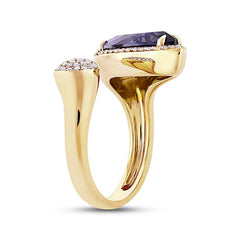 0.34ct Diamond & 4.68ct Amethyst 14k Yellow Gold Ring 0.34ct Diamond & 4.68ct Amethyst 14k Yellow Gold Ring