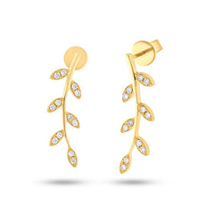 0.19ct 14k Yellow Gold Diamond Leaf Earring 0.19ct 14k Yellow Gold Diamond Leaf Earring