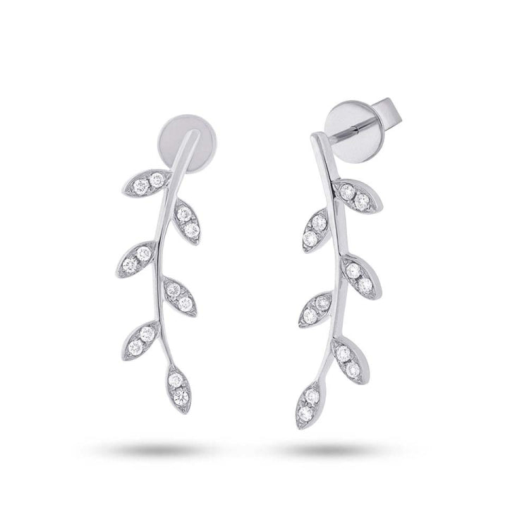 0.19ct 14k White Gold Diamond Leaf Earring 0.19ct 14k White Gold Diamond Leaf Earring