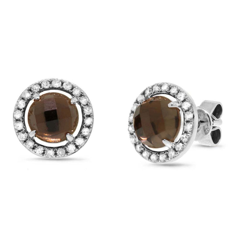 0.21ct Diamond & 1.65ct Smokey Topaz 14k White Gold Earring 0.21ct Diamond & 1.65ct Smokey Topaz 14k White Gold Earring