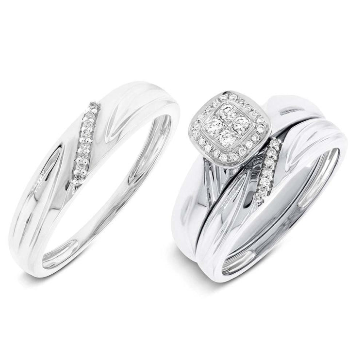 0.18ct 14k White Gold Diamond Trio Set 0.18ct 14k White Gold Diamond Trio Set