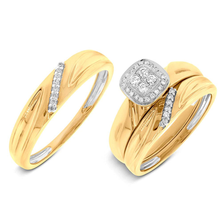 0.18ct 14k Yellow Gold Diamond Trio Set 0.18ct 14k Yellow Gold Diamond Trio Set