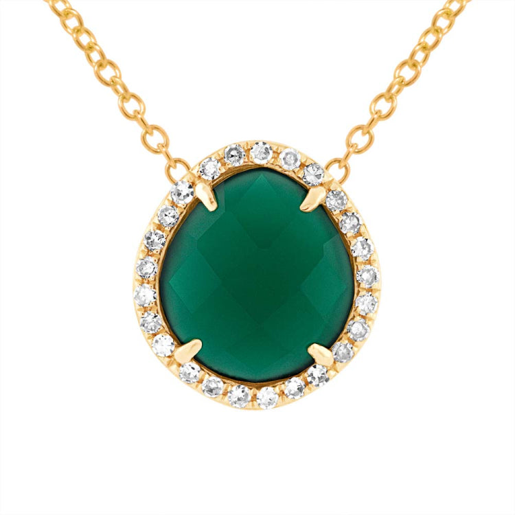 0.13ct Diamond & 1.95ct Green Agate 14k Yellow Gold Pendant 0.13ct Diamond & 1.95ct Green Agate 14k Yellow Gold Pendant