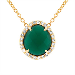 0.13ct Diamond & 1.95ct Green Agate 14k Yellow Gold Pendant 0.13ct Diamond & 1.95ct Green Agate 14k Yellow Gold Pendant