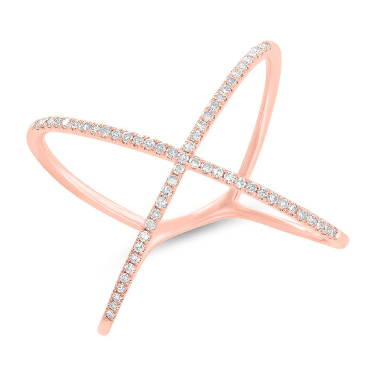 0.21ct 14k Rose Gold Diamond Lady's "X" Ring Size 10 0.21ct 14k Rose Gold Diamond Lady's "X" Ring Size 10