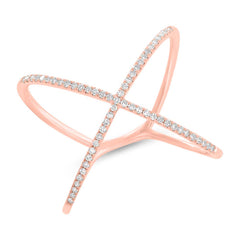 0.21ct 14k Rose Gold Diamond Lady's "X" Ring Size 10 0.21ct 14k Rose Gold Diamond Lady's "X" Ring Size 10