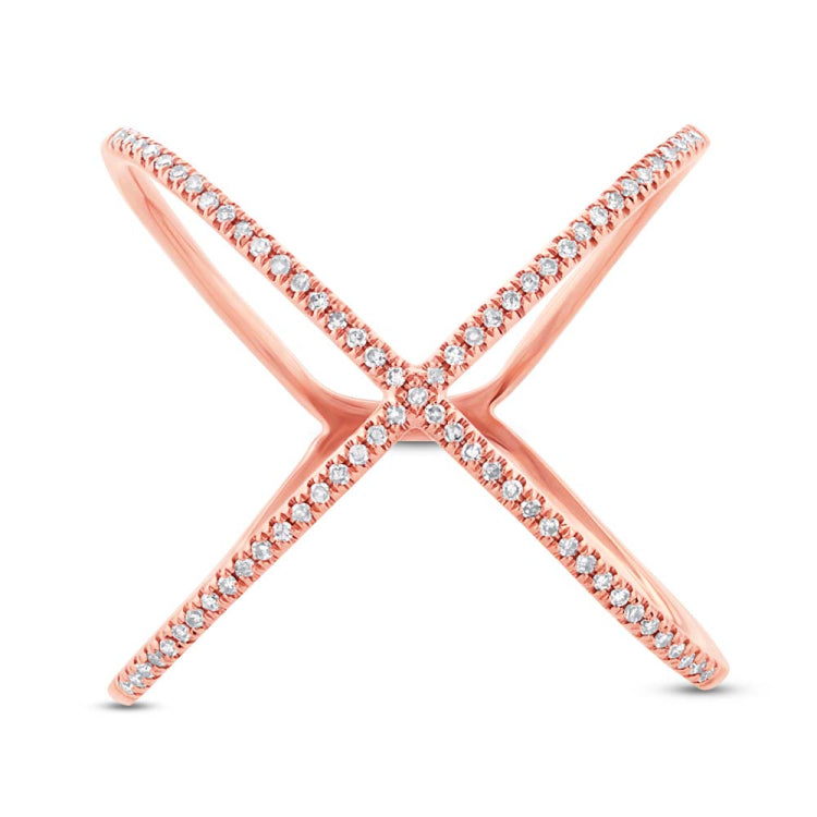0.21ct 14k Rose Gold Diamond Lady's "X" Ring Size 10 0.21ct 14k Rose Gold Diamond Lady's "X" Ring Size 10