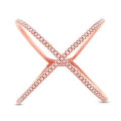 0.21ct 14k Rose Gold Diamond Lady's "X" Ring Size 10 0.21ct 14k Rose Gold Diamond Lady's "X" Ring Size 10
