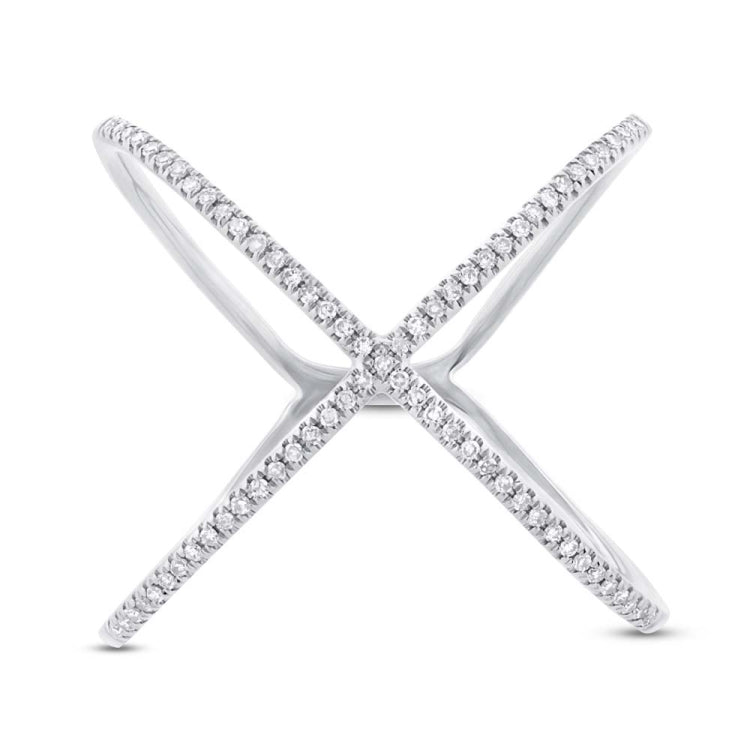 0.21ct 14k White Gold Diamond Lady's "X" Ring Size 10 0.21ct 14k White Gold Diamond Lady's "X" Ring Size 10
